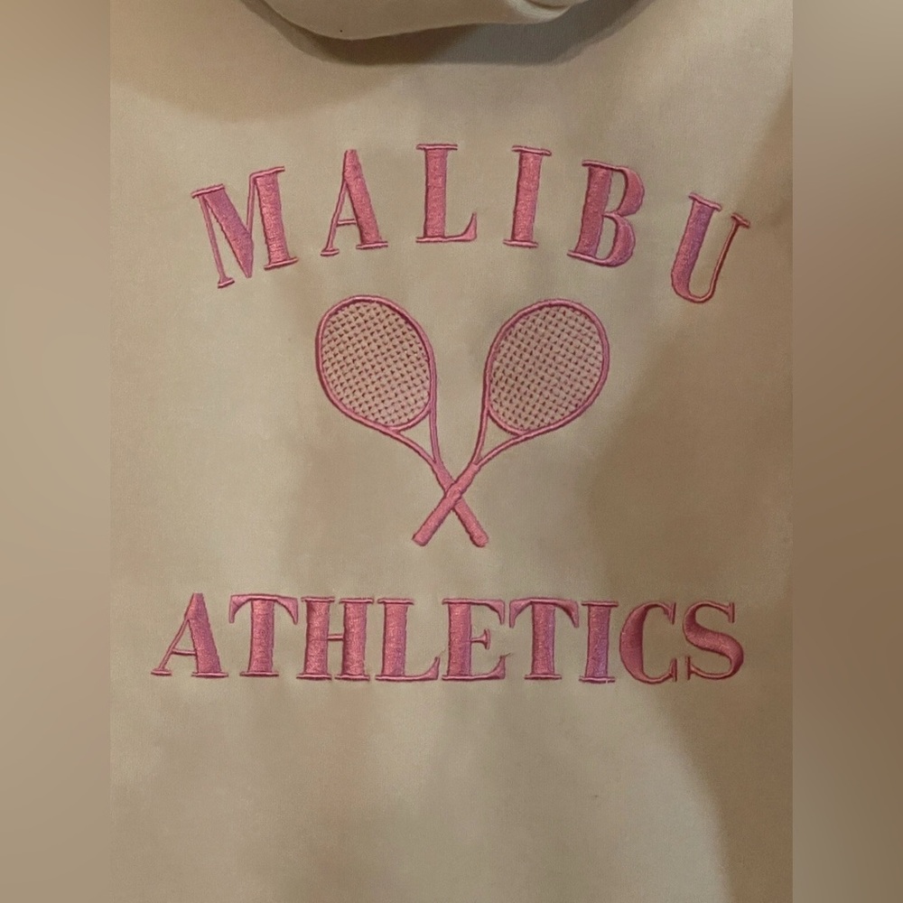 L Malibu Athletics Tennis Women’s Full Zip Hoodie Jacket Embroidered Large NWT